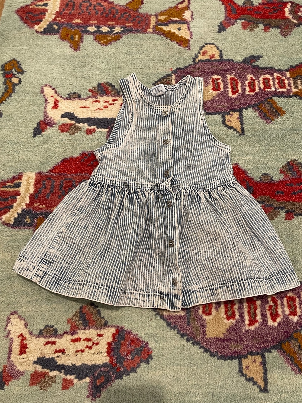 Vintage Oshkosh Toddler Denim Washed 90s Kids Dress USA Made 3T